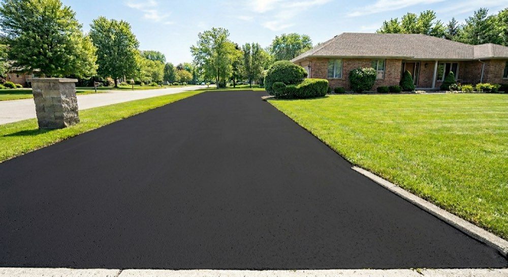 After: sealed driveway with even black finish